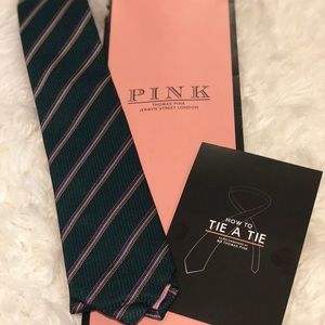 ✨NEW✨Authentic Thomas Pink Green Tie with Stripes